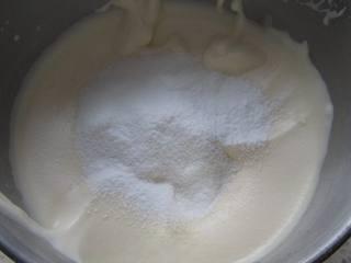 Cake Recipe step 6: Sift in the all-purpose flour in batches and mix well.