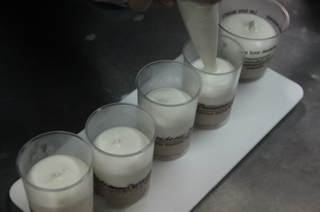 Cocoa Mousse Layer: Milk step 7: Follow the same method to make mango and strawberry mousses. Chill each layer un
